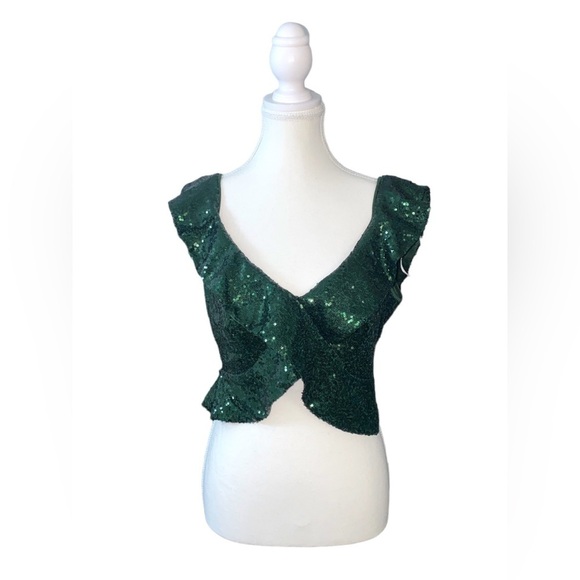 🆕Lulus - Alicia Sequin Ruffled crop top - Picture 4 of 13